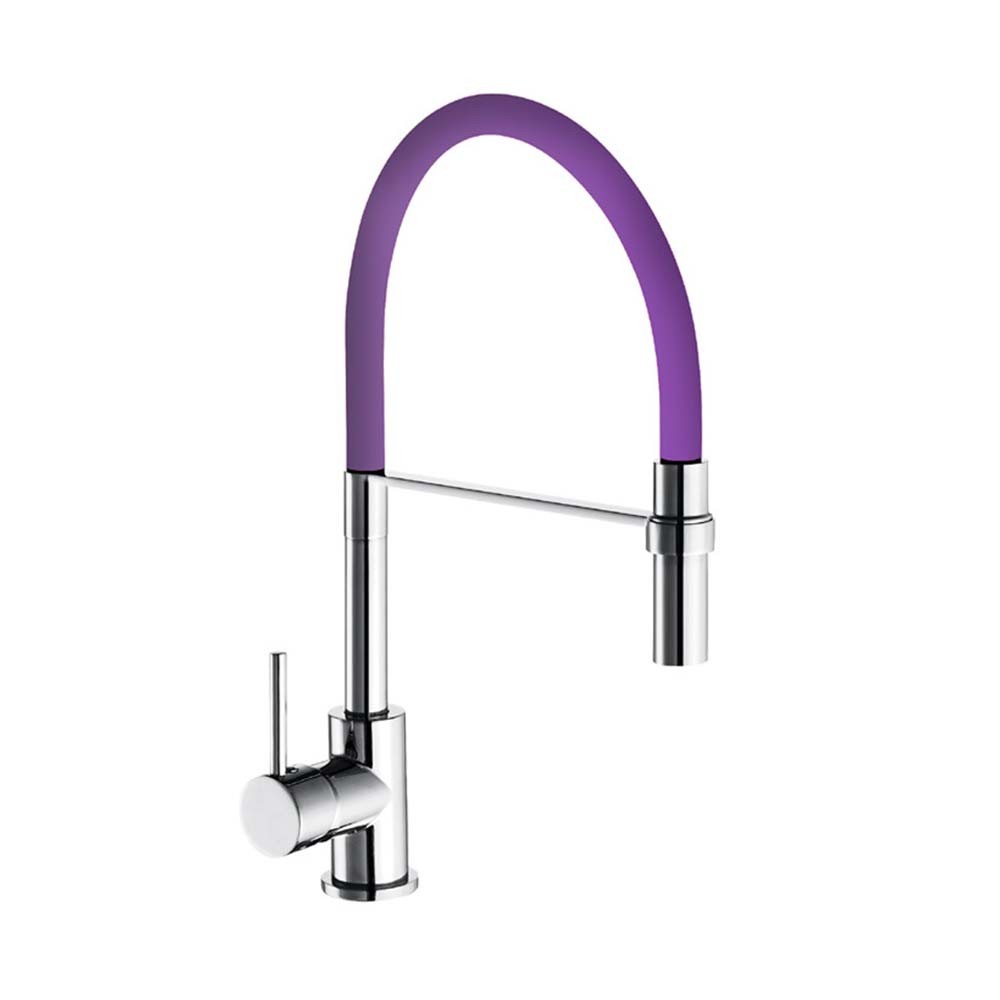 foto del prodotto idro bric rubinetto per lavello a bocca alta con flessibile viola e doccia estraibile winter