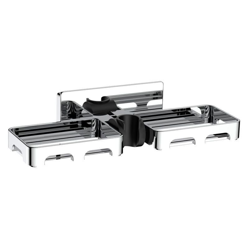 foto del prodotto idro bric supporto a parete con doppio portasapone abs finitura cromo idrobric blisup0010cr