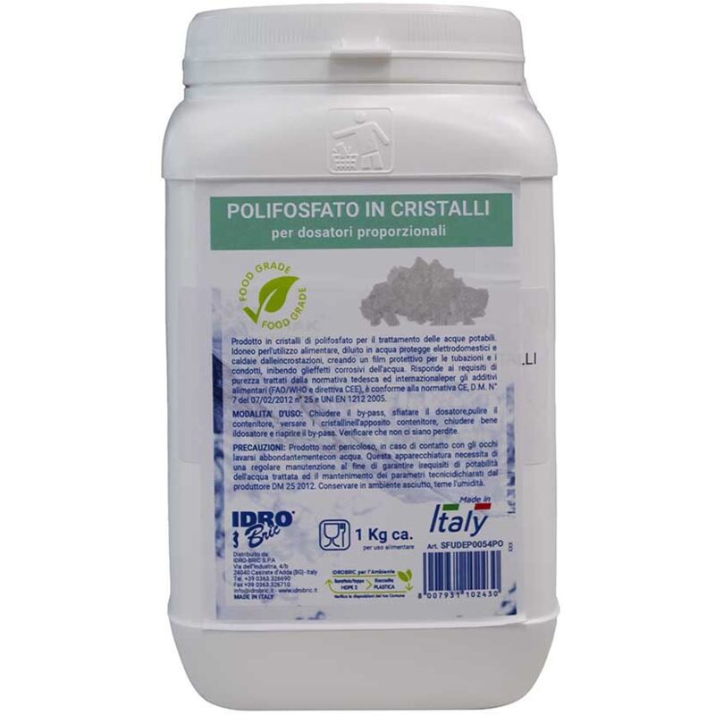 foto del prodotto idrobric barattolo polifosfati in cristalli da 1 kg