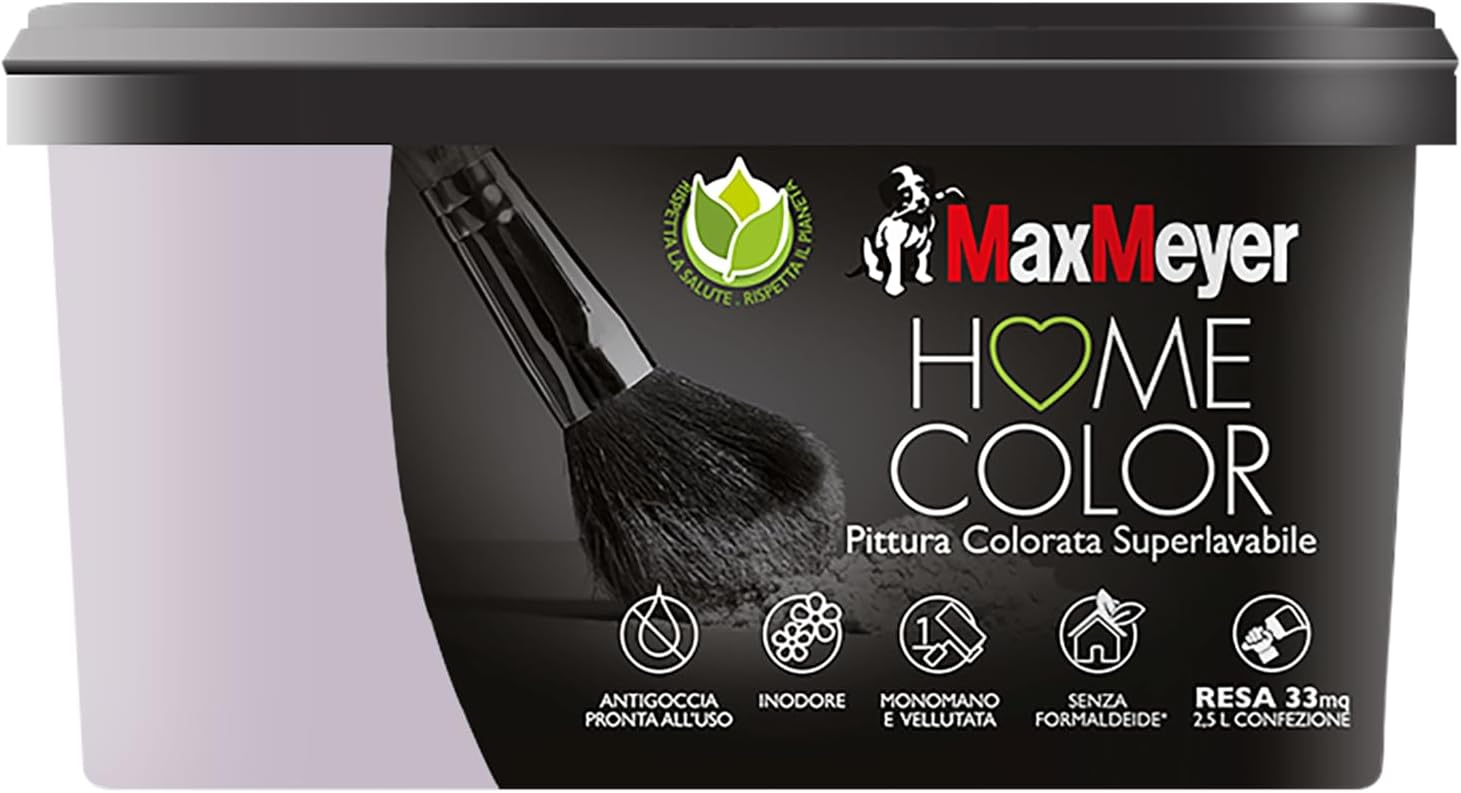 foto del prodotto idropittura colorata superlavabile per interni homecolor, colore glicine, 2.5l