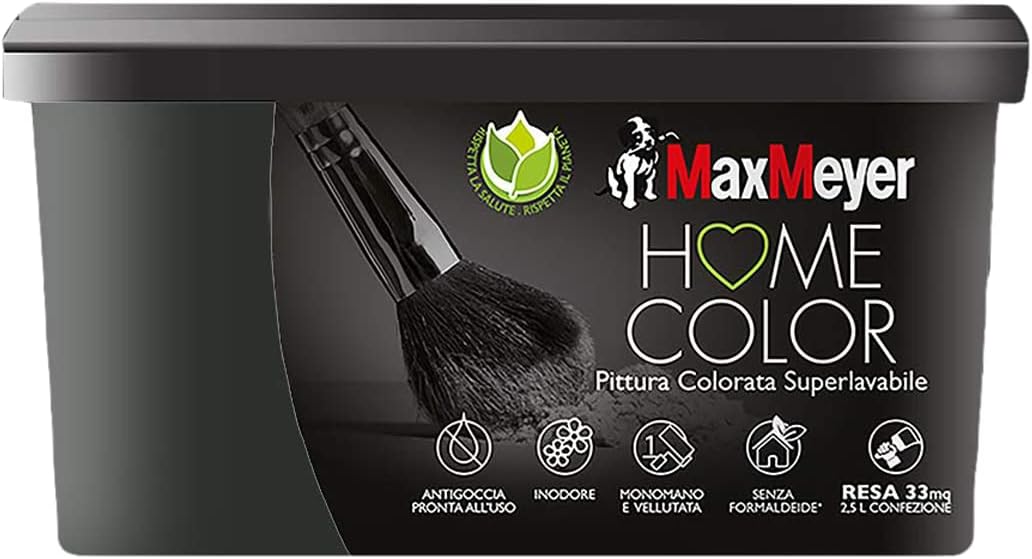 foto del prodotto idropittura colorata superlavabile per interni homecolor, colore nero, 2.5l