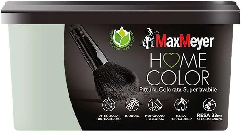 foto del prodotto idropittura colorata superlavabile per interni homecolor, colore salvia, 2.5l