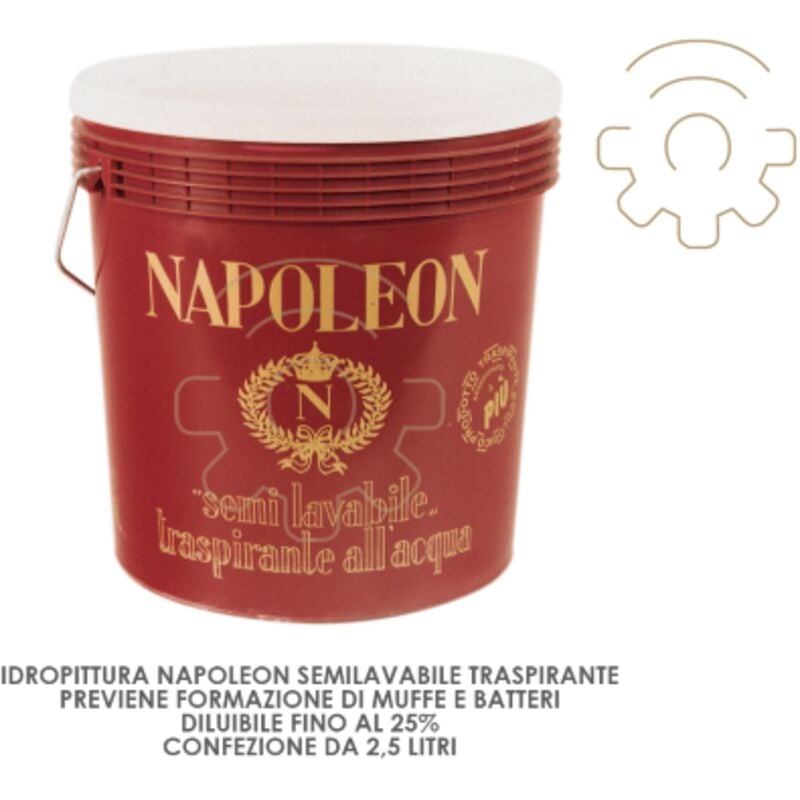 foto del prodotto idropittura semilavabile napoleon 2,5 lt traspirante anti muffa batteri diluibile fino 25