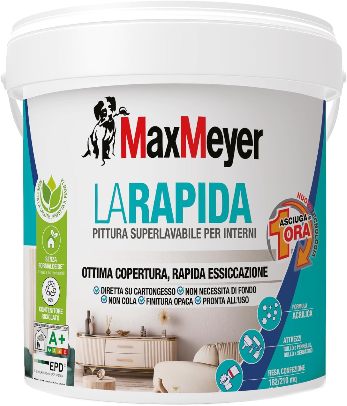 foto del prodotto idropittura superlavabile per interni la rapida, colore bianco, 4l