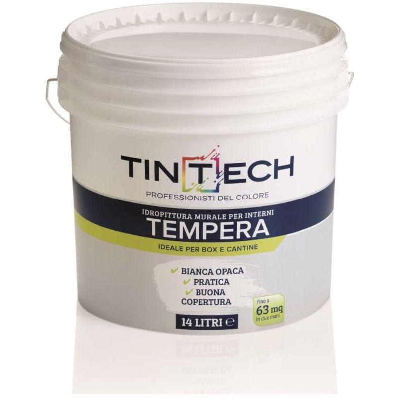 foto del prodotto idropittura tempera per cantine e garage bianco opaco 14 l tintech