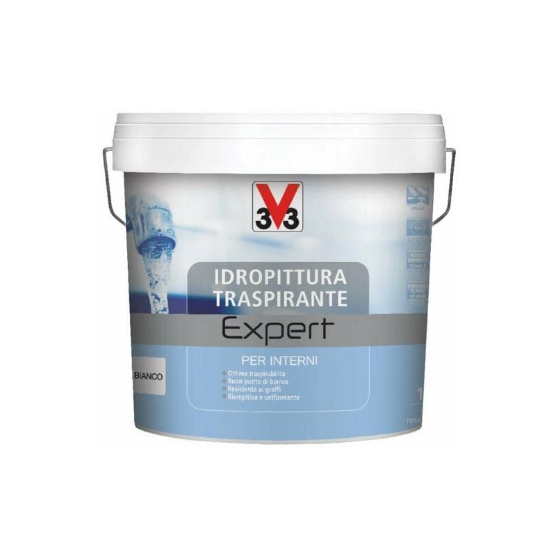 foto del prodotto idropittura traspirante expert per interno pittura coprente bianca bagno formato 4 lt v33