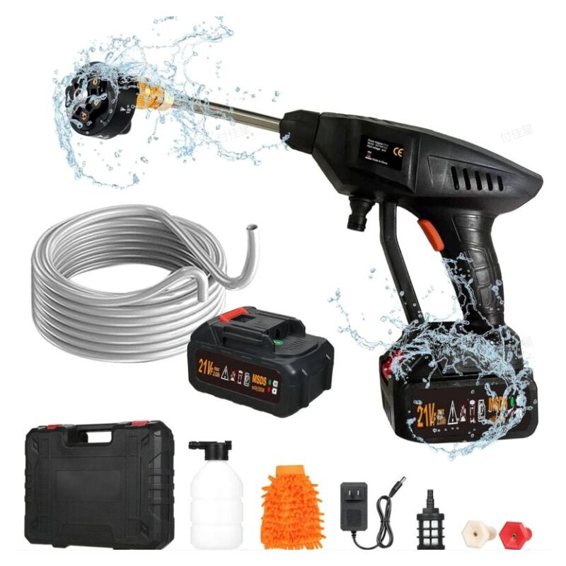 foto del prodotto idropulitrice a batteria, idropulitrice portatile senza fili max 870 psi con accessori, ugello multifunzione 6 in 1, ideale per auto, casa, giardino