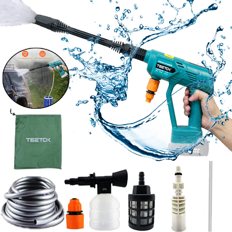 foto del prodotto idropulitrice a batteria senza fili pistola ad acqua spray detergente per autolavaggio a getto per impieghi gravosi 18v batteria e caricabatterie