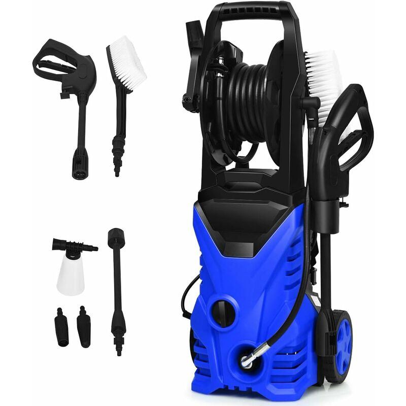 foto del prodotto idropulitrice ad acqua 1800 w, 140 bar, 300 l h con spazzola fissa, pistola elettrica ad alta pressione e 2 lance di pulizia per auto, garage e
