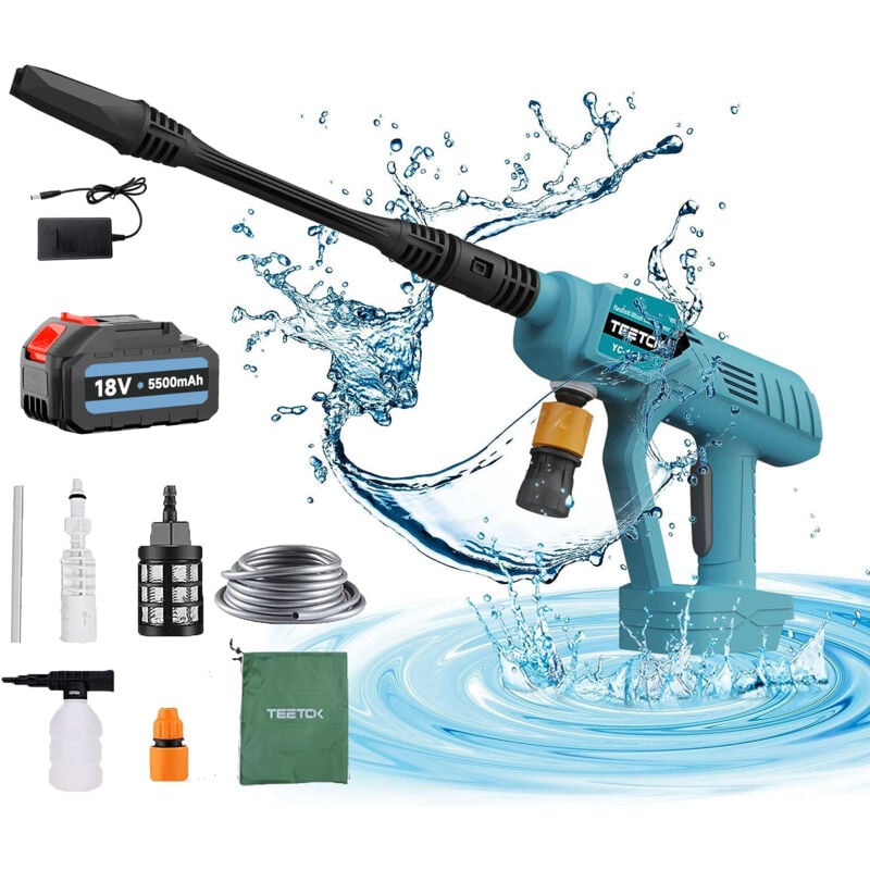 foto del prodotto idropulitrice senza fili, pistola per pulizia a getto d acqua portatile senza fili per idropulitrice batteria da 5,5 a caricabatterie