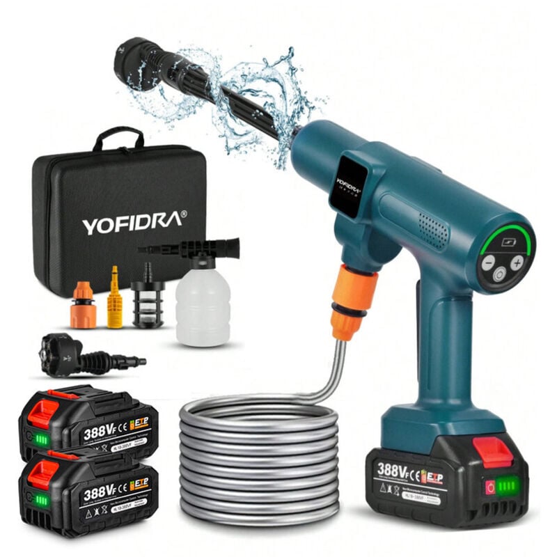 foto del prodotto idropulitrici elettriche alta pressione auto lavaggio pistola lavatrice giardino acqua pistola auto casa giardino pulizia strumento set con 2 batteria