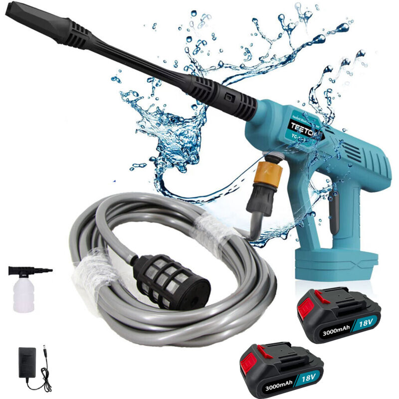 foto del prodotto idropulitrici elettriche, idropulitrice per auto a batteria , pistola per lavaggio ad acqua senza fili 2 batterie 3000mah caricabatterie,