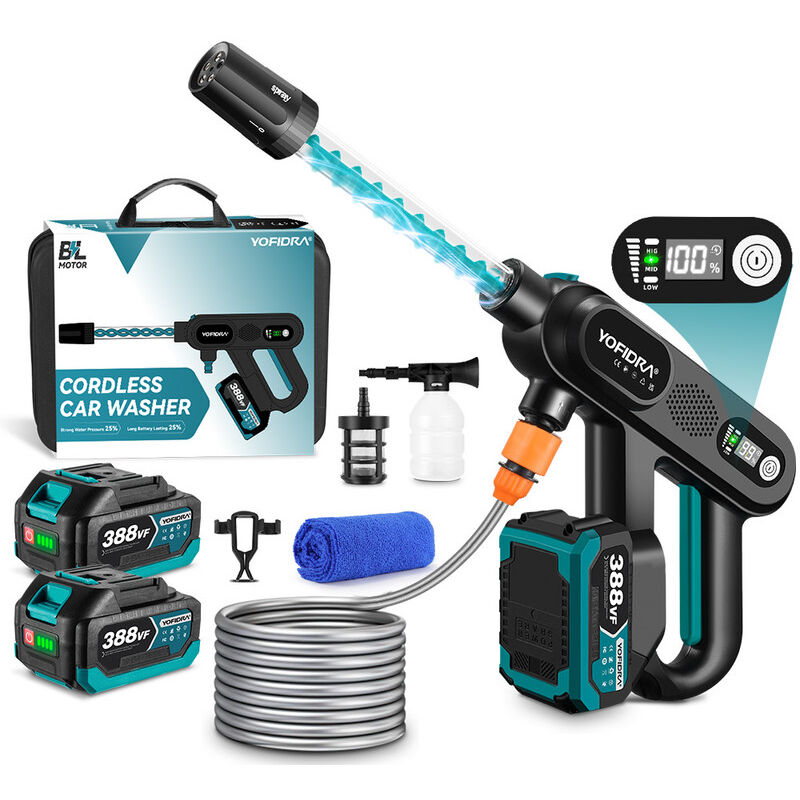 foto del prodotto idropulitrici elettriche pistola ad acqua con tubo a spirale per da 115 bar set con accessori 2 batterie asciugamano per autolavaggio 