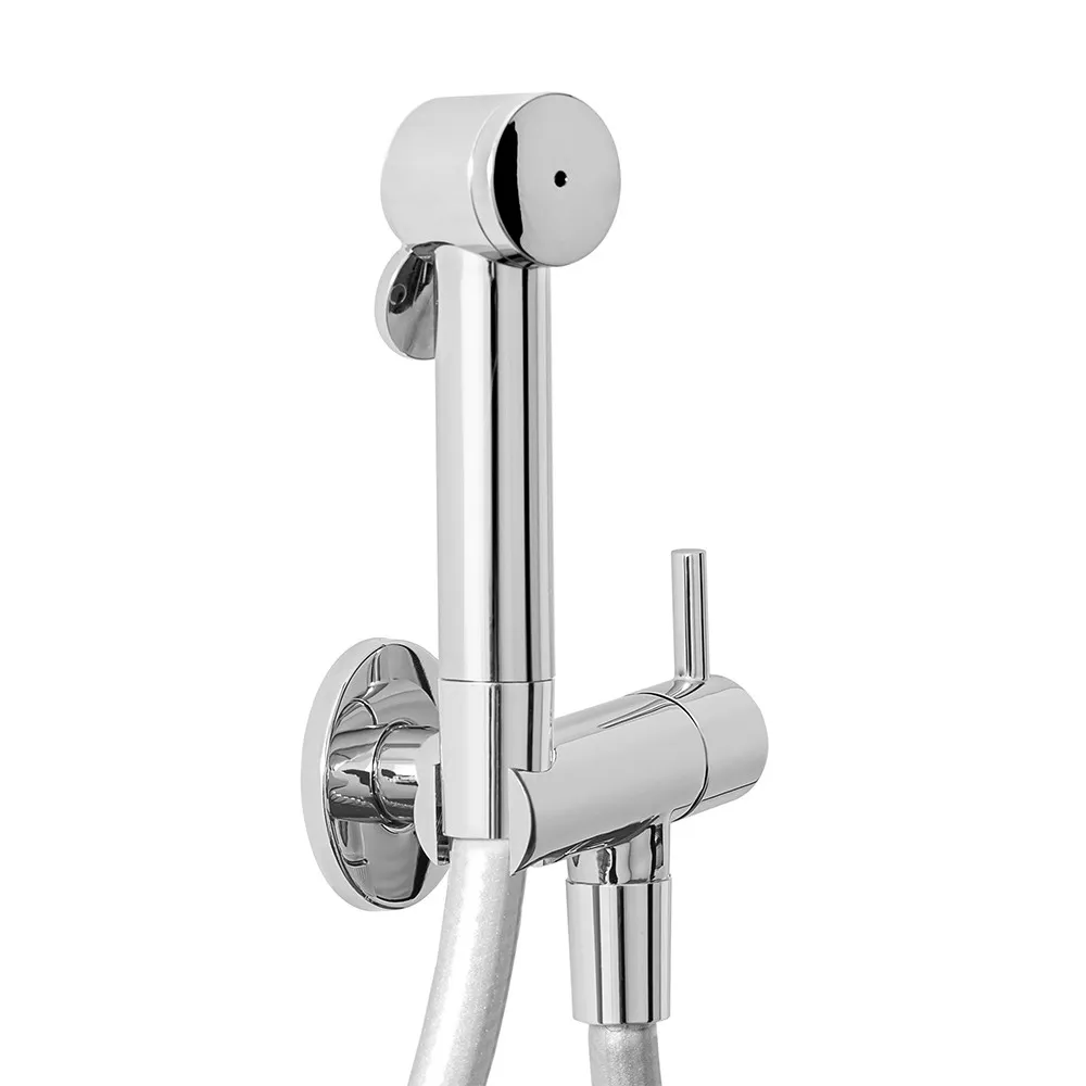 foto del prodotto idroscopino cromato in abs completo di supporto a muro con rubinetto