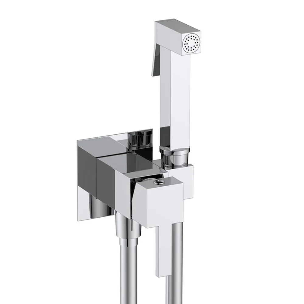 foto del prodotto idroscopino per wc e bidet cromo quadro con miscelatore e flex 120 cm