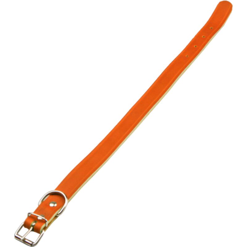 foto del prodotto idroweb collare eurocuoio per cani in cuoio di bufalo conciato al cromo 25x510 mm arancio fibbia chiusura in metallo