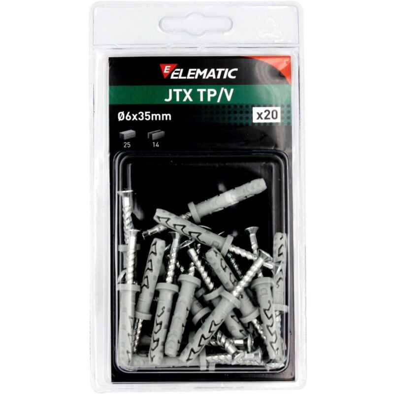 foto del prodotto idroweb elematic blister tassello jtx tp v 6x35 con vite 20 pz 10 cf