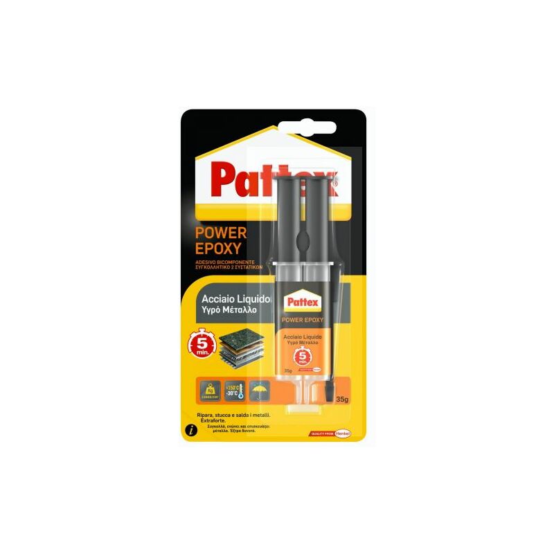 foto del prodotto idroweb henkel colla pattex power epoxy acciaio liquido mix gr. 35 siringa 6 pz