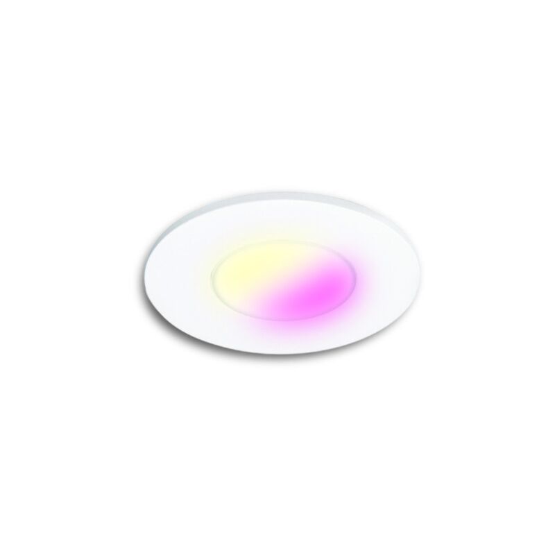 foto del prodotto idual spot incasso fisso color performa. coloris blanc. d8cm. ip65. classe 2. 7w 345 lumens 2700 4000 kelvins rgb.
