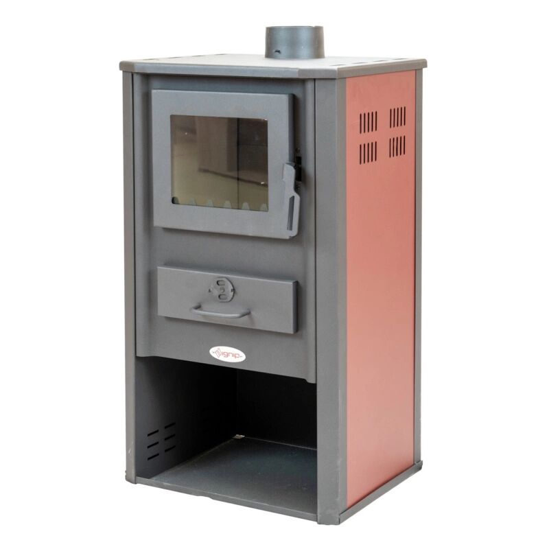 foto del prodotto ignip stufa a legna atene rosso chiaro 9 kw