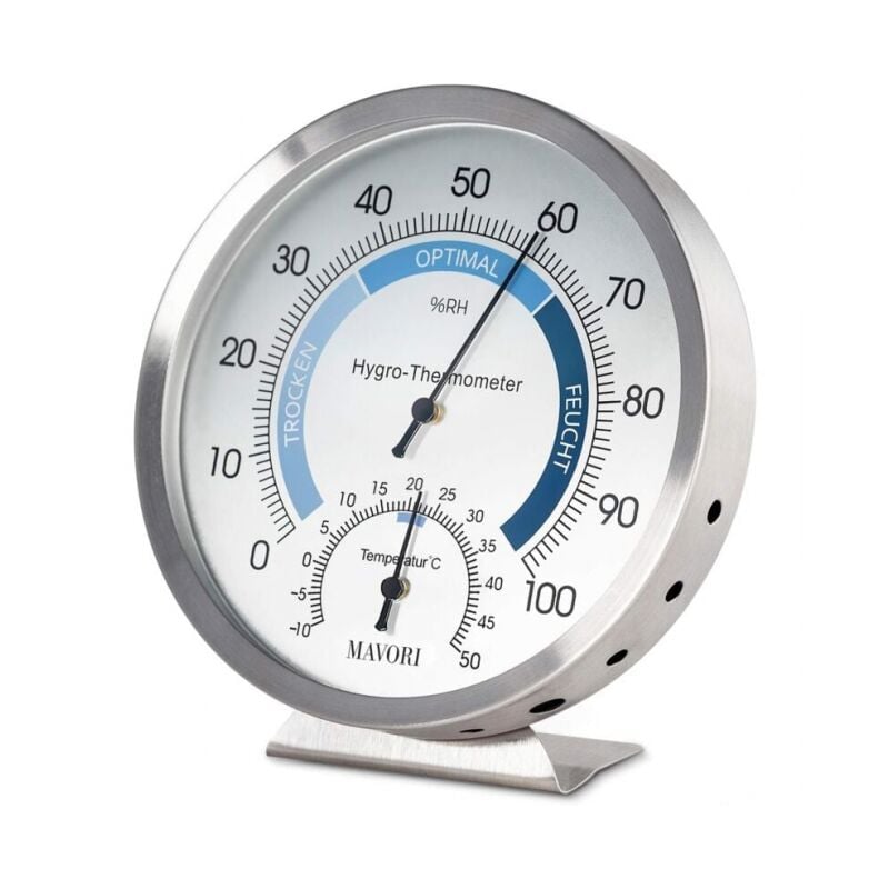 foto del prodotto igrometro termometro analogico per interni - misuratore di umidità e termometro ambientale in acciaio inossidabile di alta qualità per un