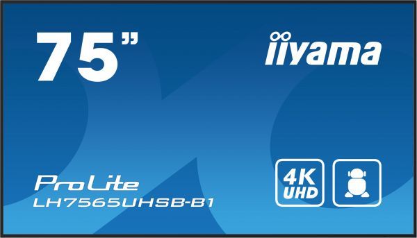foto del prodotto iiyama lh7575uhs b1ag visualizzatore di messaggi pannello piatto per segnaletica digitale 190,5 cm 75 lcd wi fi 500 cd m 4k ultra hd nero processore integrato android 11 24 7