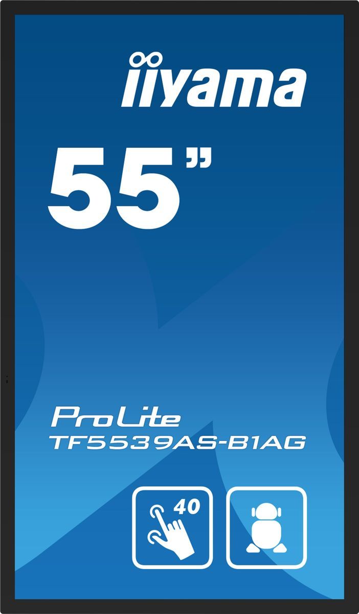 foto del prodotto iiyama tf5539as b1ag visualizzatore di messaggi pannello piatto per segnaletica digitale 138,7 cm 54.6 led 500 cd m 4k ultra hd nero touch screen processore integrato android 24 7