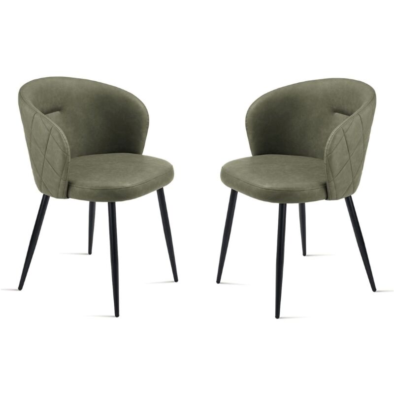 foto del prodotto ikone - sedia in ecopelle oliva e sruttura in metallo slang 2 sedie