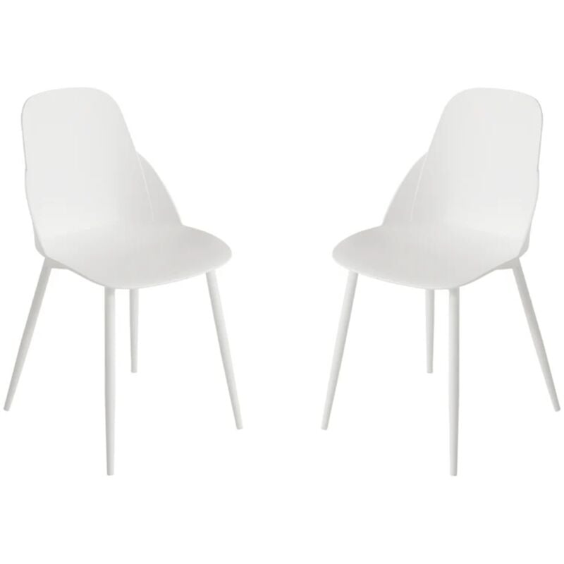 foto del prodotto ikone - sedia in polipropilene bianco con gambe in metallo - mila 2 sedie