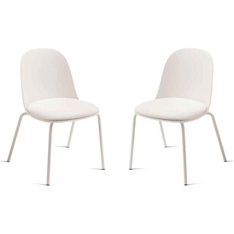 foto del prodotto ikone - sedia in polipropilene bianco con seduta in ecopelle lete 2 sedie