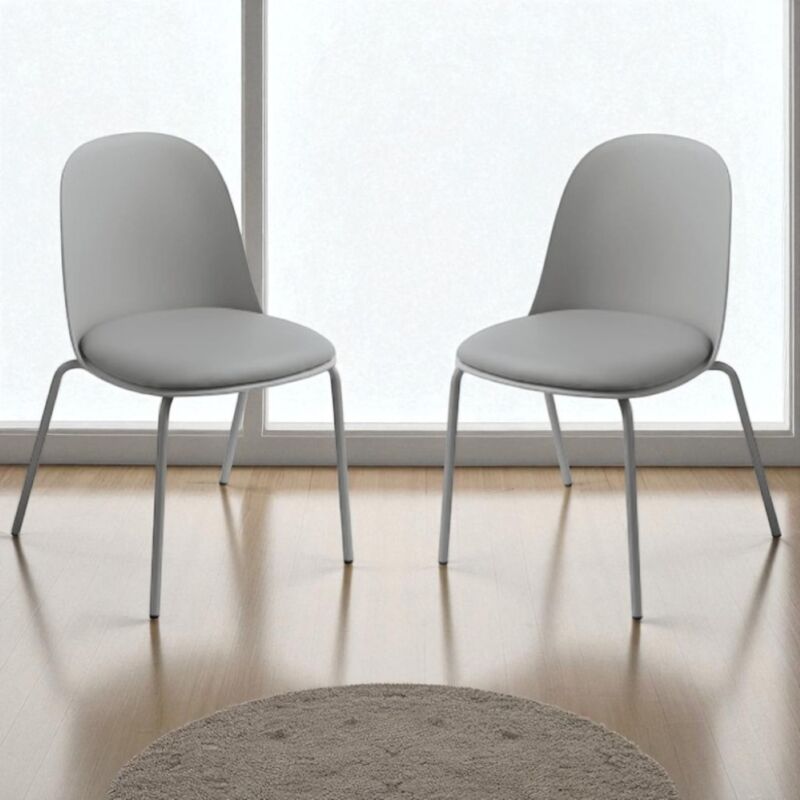 foto del prodotto ikone - sedia in polipropilene grigio con seduta in ecopelle lete 2 sedie