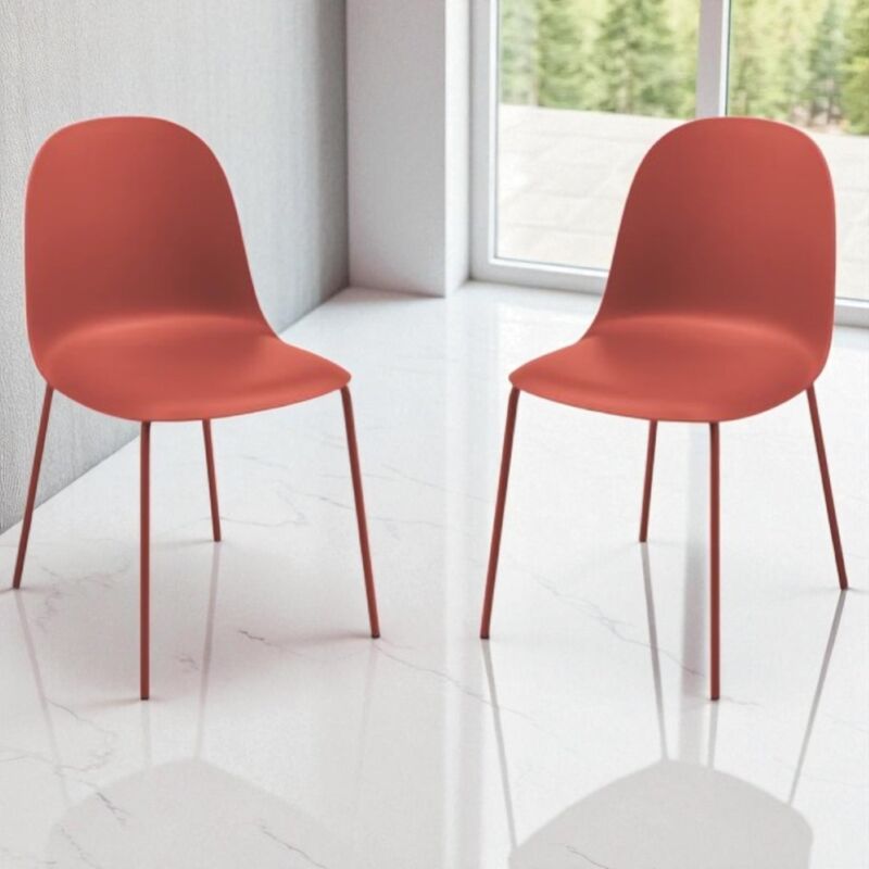 foto del prodotto ikone - sedia in polipropilene ruggine con gambe in metallo - fox 2 sedie