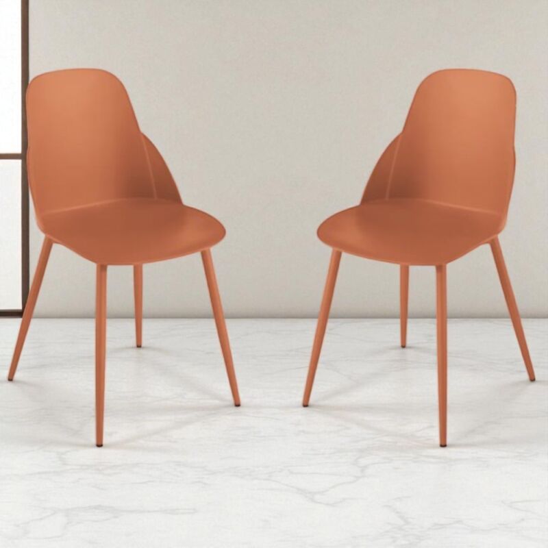 foto del prodotto ikone - sedia in polipropilene ruggine con gambe in metallo - mila 2 sedie