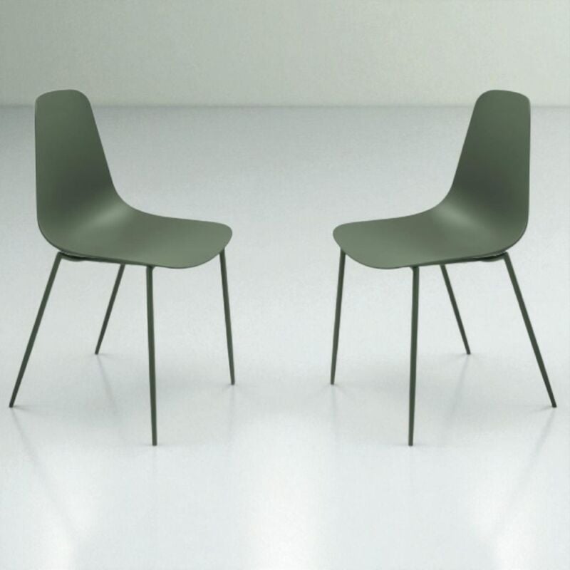 foto del prodotto ikone - sedia in polipropilene verde con gambe in metallo luana 2 sedie