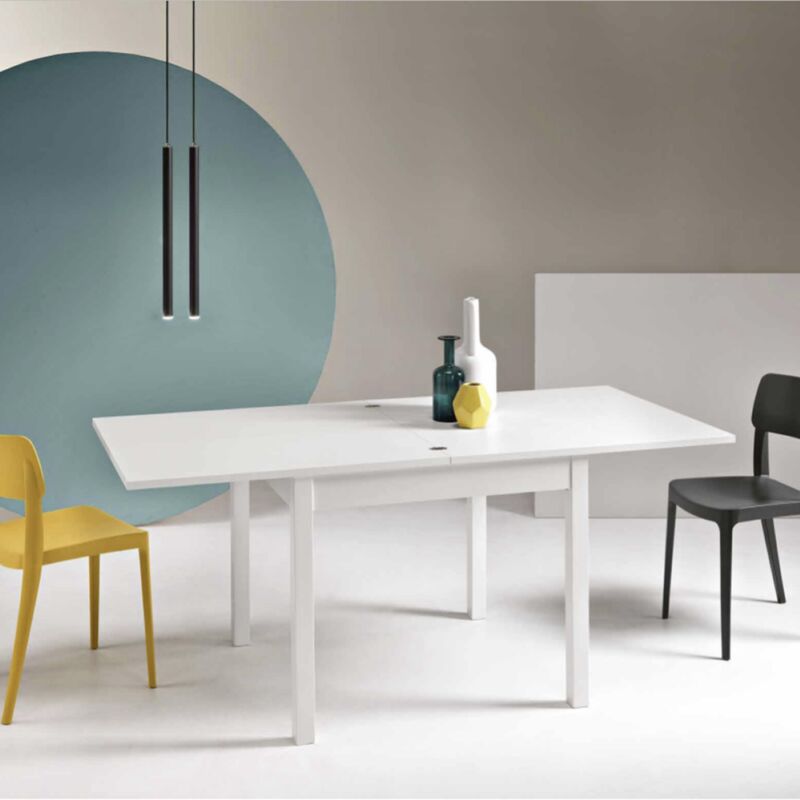 foto del prodotto ikone tavolo in legno da cucina a libro da 90 cm a 180 cm bianco frassino ugo
