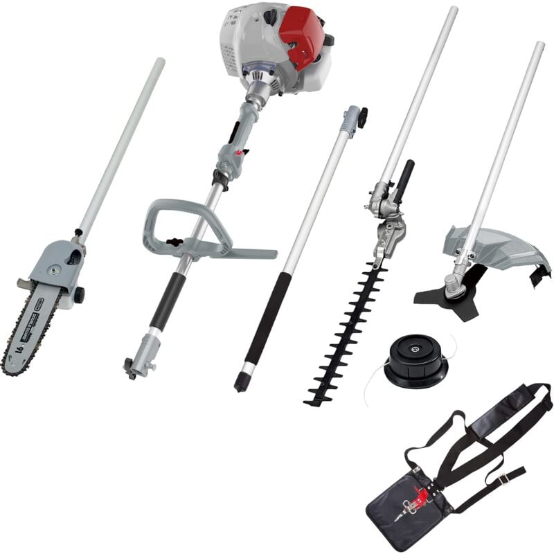 foto del prodotto ikra utensile multifunzione a scoppio 4in1 ibkh 33 1 decespugliatore, tagliabordi, potatore, tagliasiepi telescopico incl. prolunga