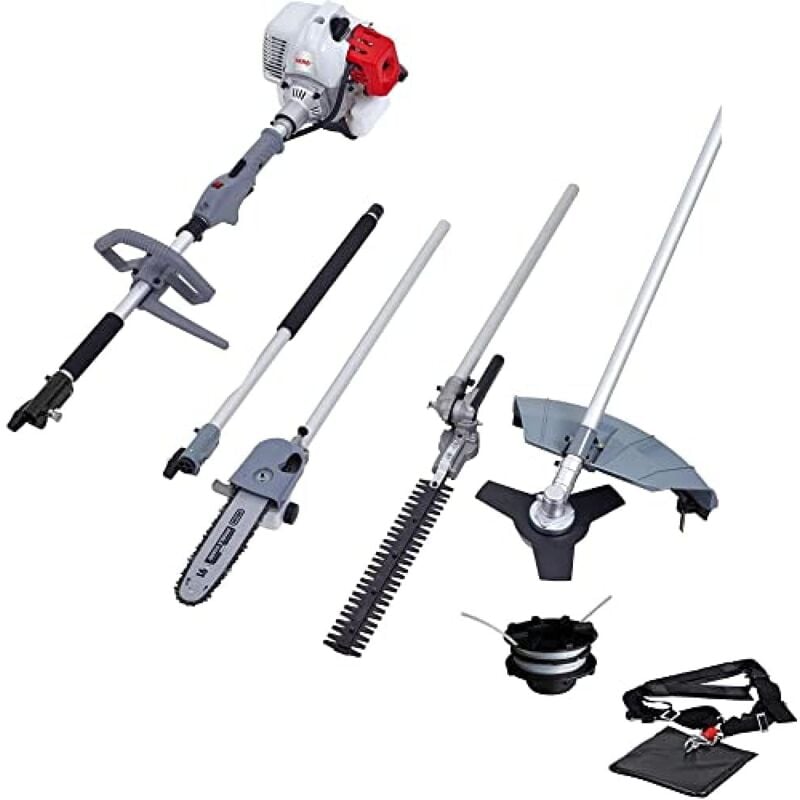 foto del prodotto ikra utensile multifunzione a scoppio 4in1 ibkh 33 decespugliatore, tagliabordi, potatore, tagliasiepi telescopico incl. prolunga