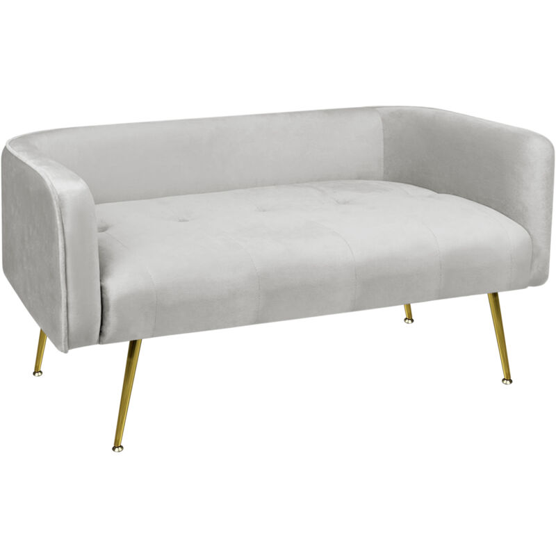 foto del prodotto il gruppone divano due posti in velluto gambe in acciaio color oro divanetto 2 persone 126x49x57 cm design moderno soggiorno panca pie di letto