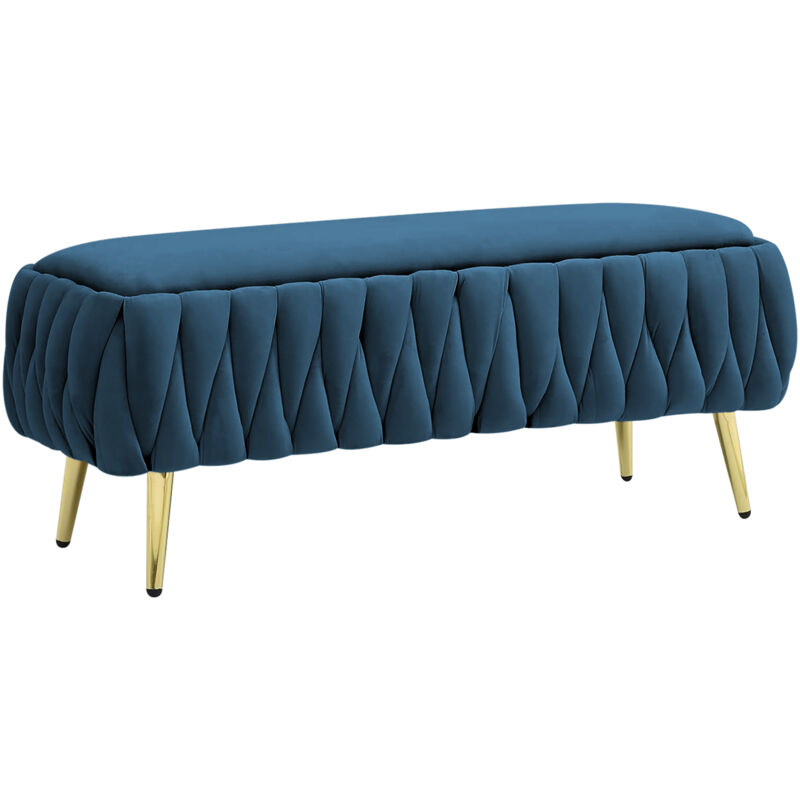 foto del prodotto il gruppone panca imbottita divanetto in velluto contenitore pouf grande xxl portaoggetti intrecciato panca sgabello a pie di letto con gambe in