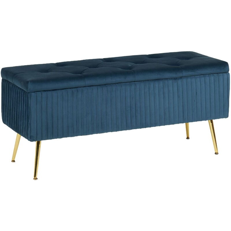 foto del prodotto il gruppone panca imbottita divanetto in velluto contenitore pouf grande xxl portaoggetti panca sgabello a pie di letto con gambe in metallo dorato