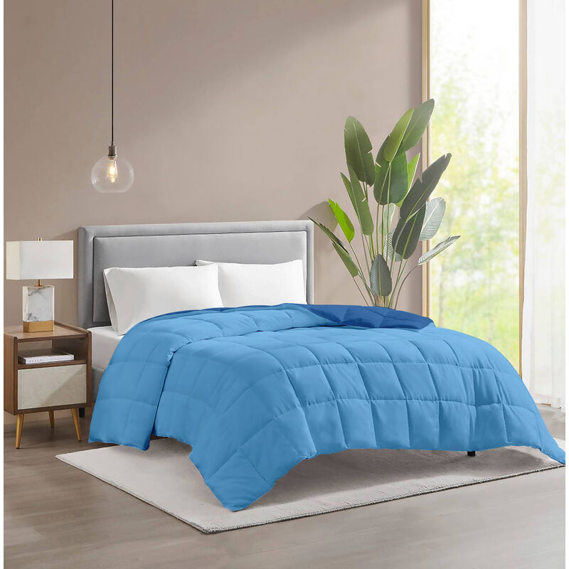 foto del prodotto il gruppone piumino invernale caldo piumone 3 misure double face microfibra anallergico blu azzurro 2 piazze