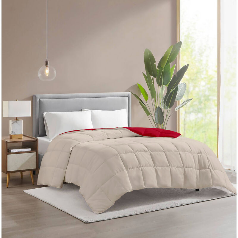 foto del prodotto il gruppone piumino invernale caldo piumone 3 misure double face microfibra anallergico bordeaux panna 2 piazze