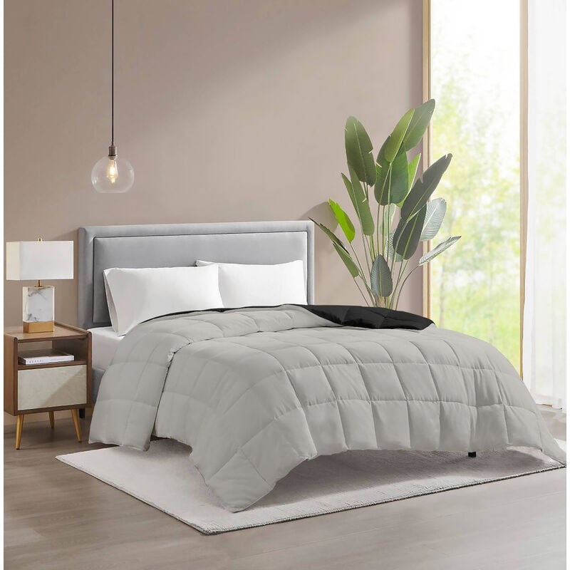 foto del prodotto il gruppone piumino invernale caldo piumone 3 misure double face microfibra anallergico nero grigio 1 piazza