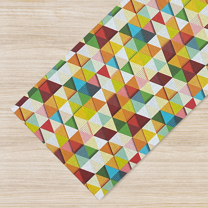foto del prodotto il gruppone tappeto passatoia fantasia made in italy antiscivolo lavabile aderente triangoli multicolore 50x100cm triangoli multicolor