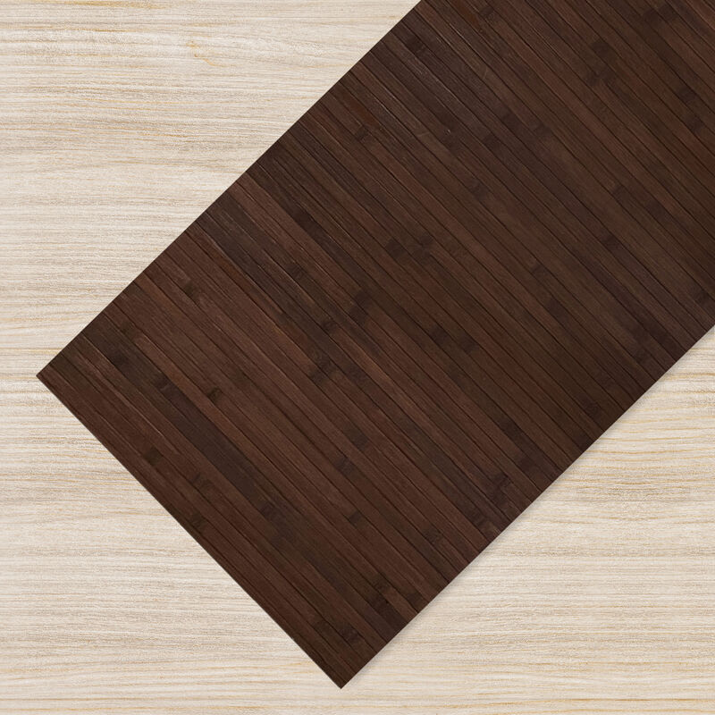 foto del prodotto il gruppone tappeto passatoia in vero bamboo tappeto cucina ingresso in legno antiscivolo aderente lavabile e antimacchia tagliabile marrone