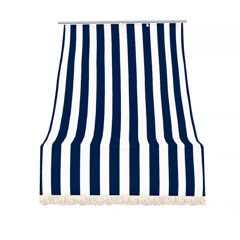 foto del prodotto il gruppone tenda da sole tessuto resistente per esterno con anelli lavabile frange pizzo blu 140x300 cm