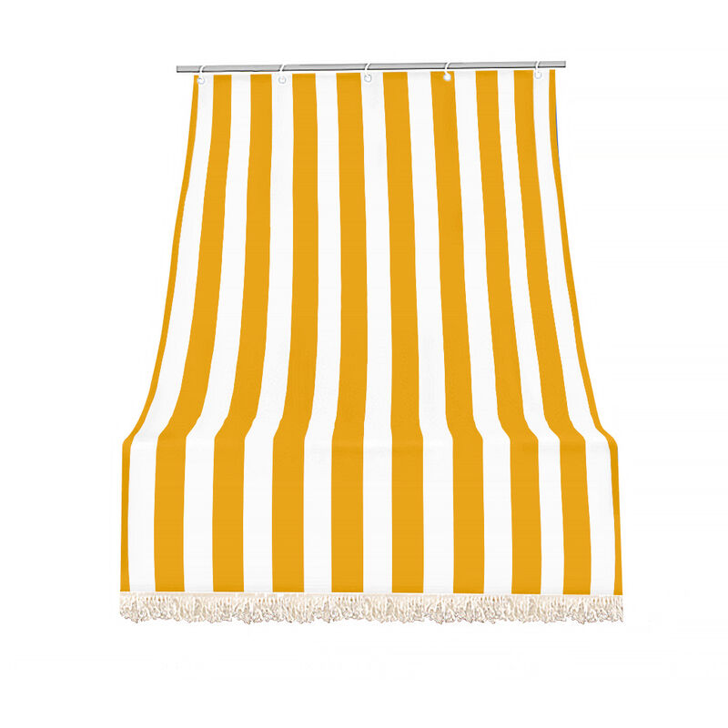 foto del prodotto il gruppone tenda da sole tessuto resistente per esterno con anelli lavabile frange pizzo giallo 140x250 cm