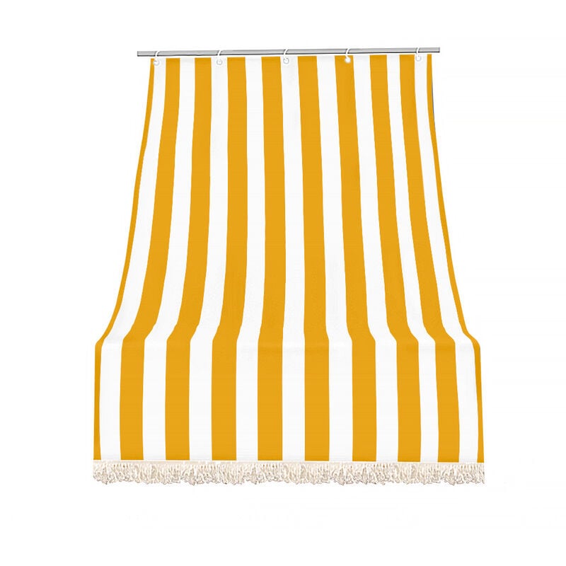 foto del prodotto il gruppone tenda da sole tessuto resistente per esterno con anelli lavabile frange pizzo giallo 140x300 cm