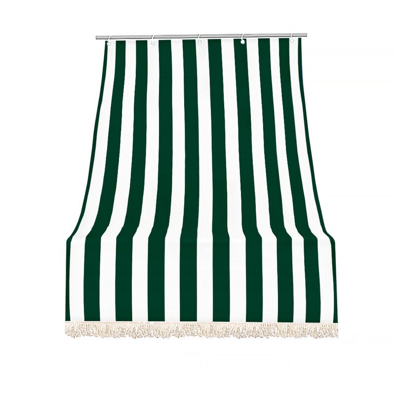 foto del prodotto il gruppone tenda da sole tessuto resistente per esterno con anelli lavabile frange pizzo verde 140x300 cm