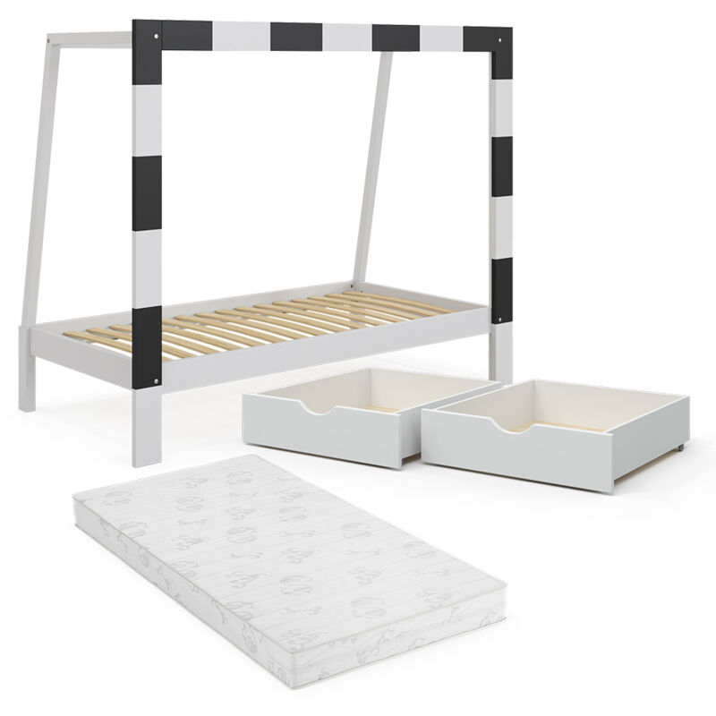 foto del prodotto il letto per bambini fu balltor, bianco, 178 x 142.5 cm con cassetto e materasso vitalispa